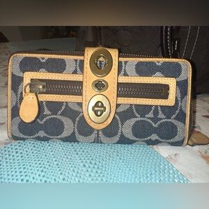 Authentic Denim Leather Coach Wallet
